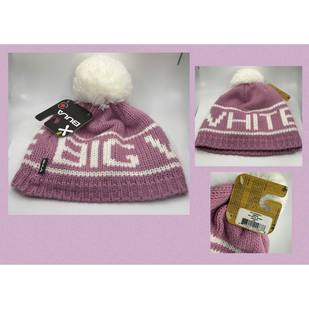 NEW NWT BULA S/M Big White Beanie Pom Pom Knit Hat Winter Ski Snowboard Women - Picture 4 of 4